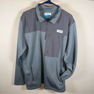 Magellan Outdoors Fish Gear 1/4 Zip Sweatshirt L Gray Fleece Lined Moisture Wick